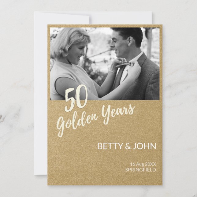 Invitación 50th Anniversary – Classic Photo Gold (Anverso)