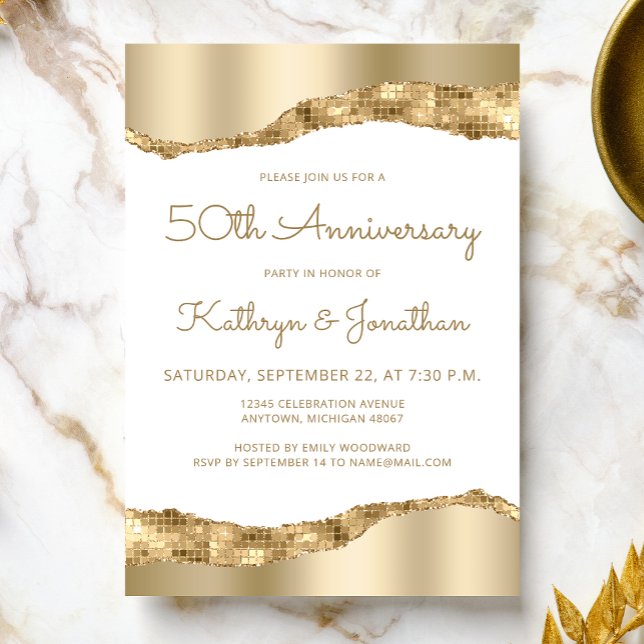 Invitación 50th Anniversary Party Gold Mirror Foil  (Subido por el creador)