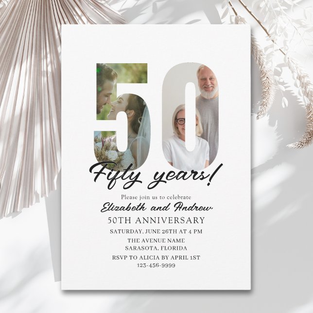 Invitación 50th Anniversary with Photo Minimalist (Subido por el creador)