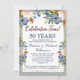 Invitación 50th (Any Year) Chic Floral Wedding Anniversary 