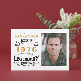 Invitación 50th Birthday 1976 Legend White & Gold Photo