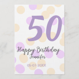 Invitación 50th birthday add name date purple orange polkadot