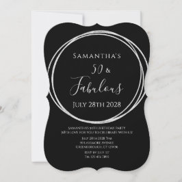 Invitación 50th Birthday Black Silver Birthday