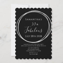 Invitación 50th Birthday Black Silver Birthday