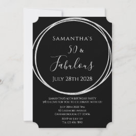 Invitación 50th Birthday Black Silver Birthday