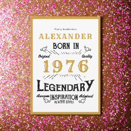 Invitación 50th Birthday Born 1976 White Gold Legend