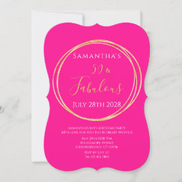 Invitación 50th Birthday Hot Pink Gold Birthday Invitation