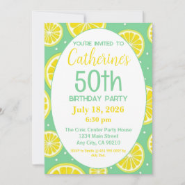 Invitación 50th Birthday Invitation, Lemon and Green Motif