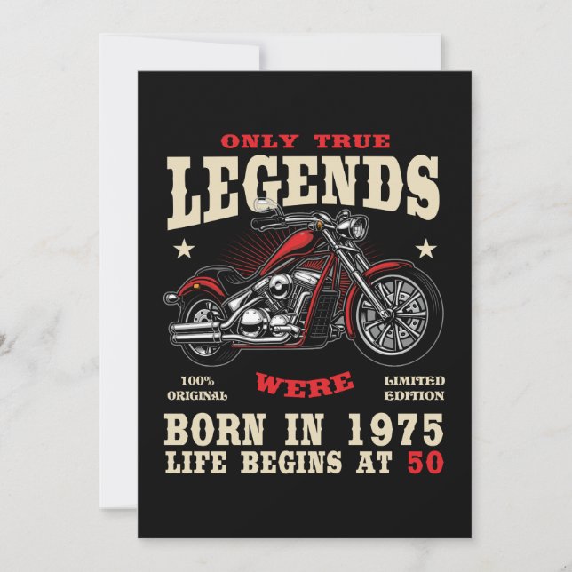 Invitación 50th Birthday Man Biker Motorcycle Chopper 1975 (Anverso)