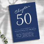 Invitación 50th Birthday White Blue Chapter 50 Invitation<br><div class="desc">Celebrate a milestone with this beautiful 50th birthday invitation. It features a sophisticated design with a blue and white color scheme and a decorative chapter 50 script. Invite your guests in style with this stunning invitation and mark the beginning of a new chapter in your life. Make this special occasion...</div>
