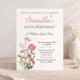 Invitación 50th Birthday Wildflower Garden Party