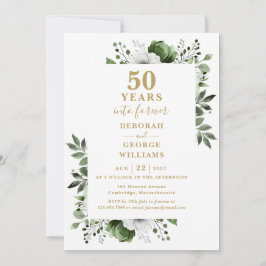 Invitación 50th Wedding Anniversary Greenery Floral Monogram