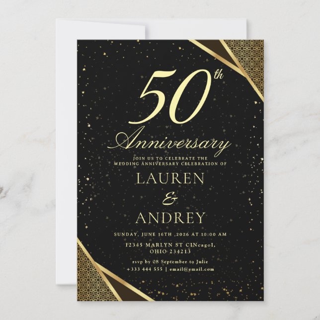 Invitación 50th Wedding Anniversary Invitation (Anverso)