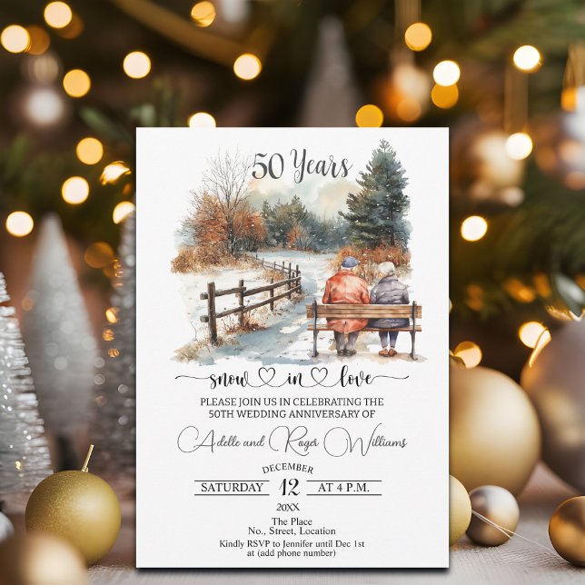 Invitación 50th Wedding Anniversary Winter Landscape Romantic (Subido por el creador)