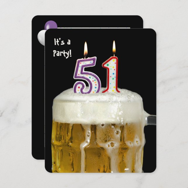 Invitación 51.ª Fiesta de Cervezas de Cumpleaños (Anverso / Reverso)