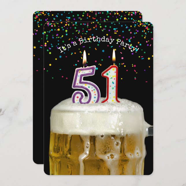 Invitación 51.ª Fiesta de Cervezas de Cumpleaños (Anverso / Reverso)