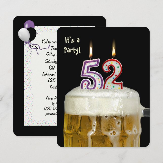 Invitación 52.ª Fiesta de Cervezas de Cumpleaños (Anverso / Reverso)