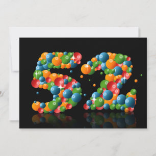 Invitación 52.ª fiesta de cumpleaños, con burbujas y bolas
