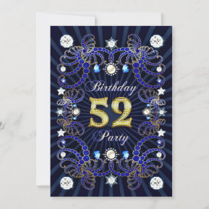 Invitación 52.ª fiesta de cumpleaños con masas de joyas