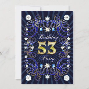 Invitación 53.ª fiesta de cumpleaños con masas de joyas