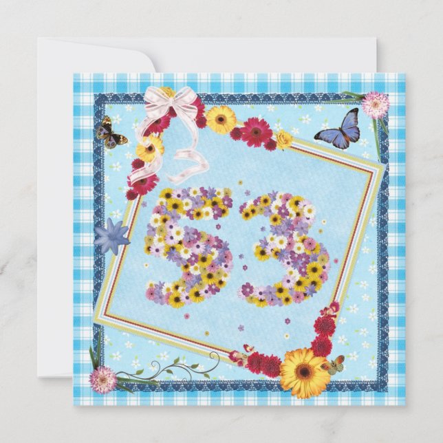 Invitación 53.ª fiesta de cumpleaños Flores de invitación, ma (Anverso)