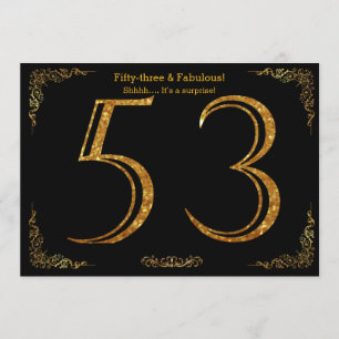 Invitación 53.ª fiesta de cumpleaños, Gatsby styl, purpurina