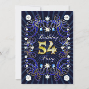 Invitación 54.ª fiesta de cumpleaños con masas de joyas