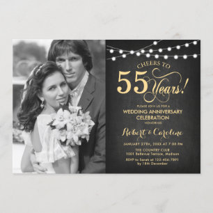 Invitación 55º aniversario con foto - Negro y Oro