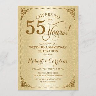 Invitación 55º Aniversario de Boda - Damasco Dorado