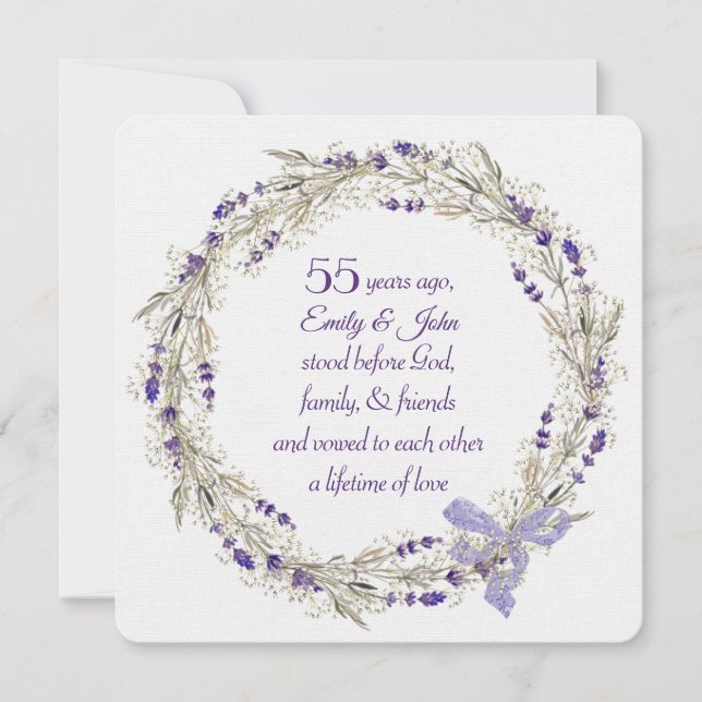 Invitación 55º aniversario Fiesta Lavender Wreath (Anverso)