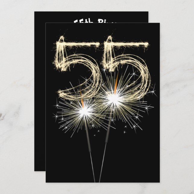 Invitación 55.ª fiesta de cumpleaños Sparkler (Anverso / Reverso)