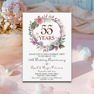Invitación 55.ª floral del aniversario del Boda Emerald Surpr