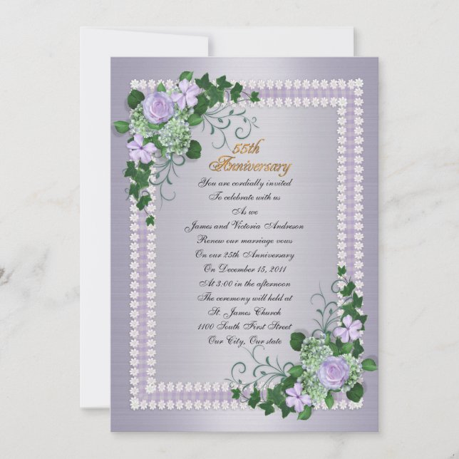 Invitación 55.º aniversario Boda renovación de la promesa Lav (Anverso)