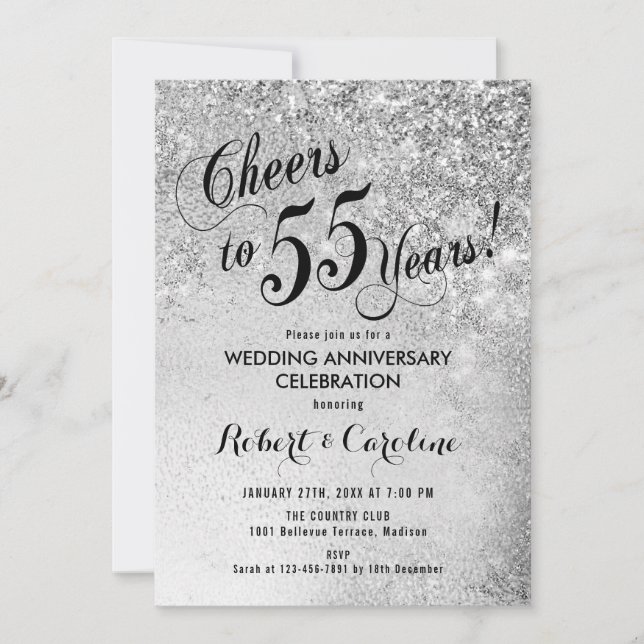 Invitación 55.º aniversario Boda Silver (Anverso)