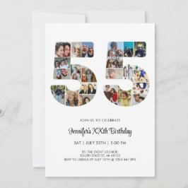 Invitación 55.º Collage de fotos de cumpleaños número 55 Pers