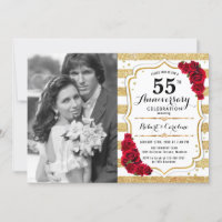 55° aniversario con foto - Rojo blanco dorado