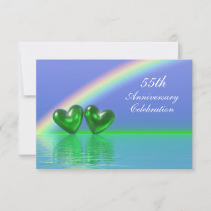 Invitación 55 Aniversario Corazones Esmeralda