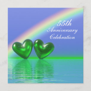 Invitación 55 Aniversario Corazones Esmeralda