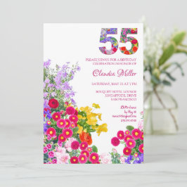 Invitación 55 años de elegancia de flores de jardín - 55º cum