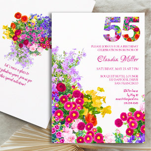 Invitación 55 años de elegancia de flores de jardín - 55º cum
