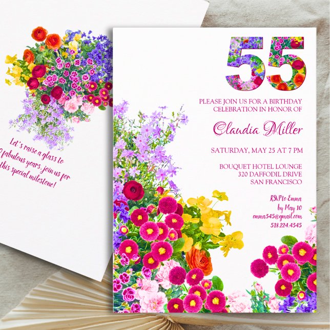Invitación 55 años de elegancia de flores de jardín - 55º cum (Subido por el creador)