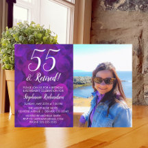 55 y Retirado Elegante Cumpleaños Retiro Morado