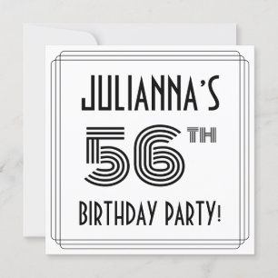 Invitación 56ª fiesta de cumpleaños inspirada en el Art Deco,