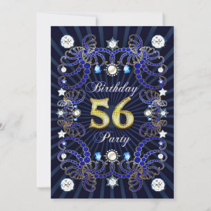 Invitación 56.ª fiesta de cumpleaños con masas de joyas