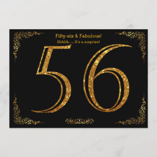 Invitación 56.ª fiesta de cumpleaños, Gatsby styl, purpurina