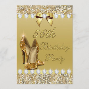 Invitación 56.º Cumpleaños Clásico Heels oro secuestra diaman