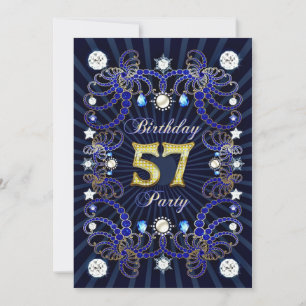 Invitación 57.ª fiesta de cumpleaños con masas de joyas
