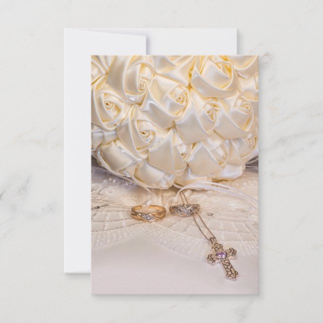 Invitación 5807-Bouquet con anillos y cruz (Anverso)