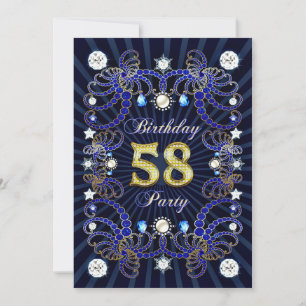 Invitación 58.ª fiesta de cumpleaños con masas de joyas