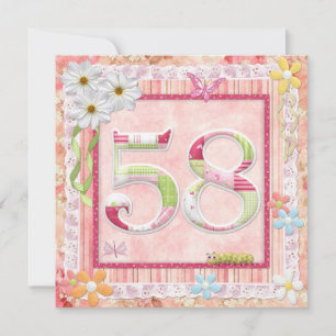 Invitación 58.ª fiesta de cumpleaños estilo scrapbooking